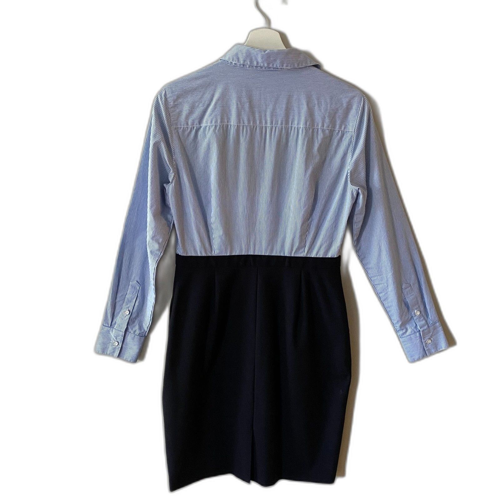 Brooks Brothers Wool Blend Shirt Dress Women's Size 4 Black Blue Career Office — image 3 of 7